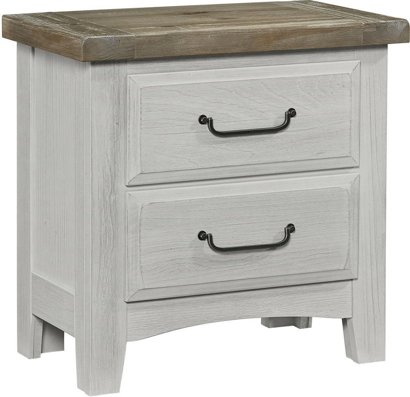 Vaughn-Bassett Sawmill 2 Drawer Nightstand in Alabaster Two Tone image